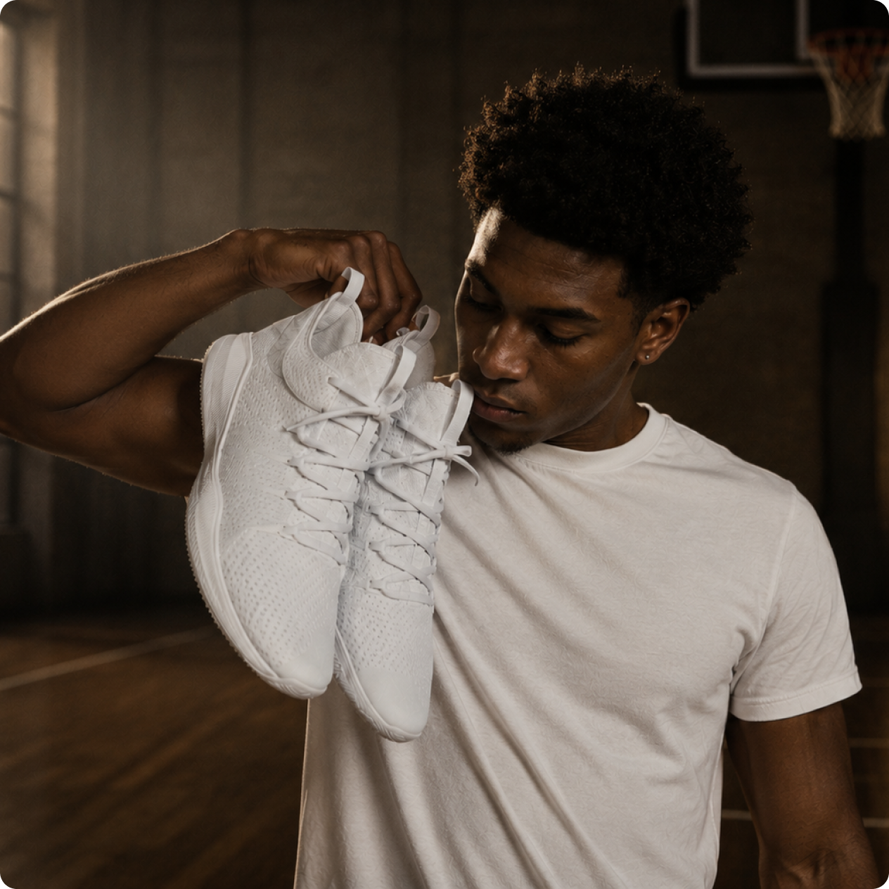 Athlete holding a running shoe, illustrating Bambuser video commerce for sports brands